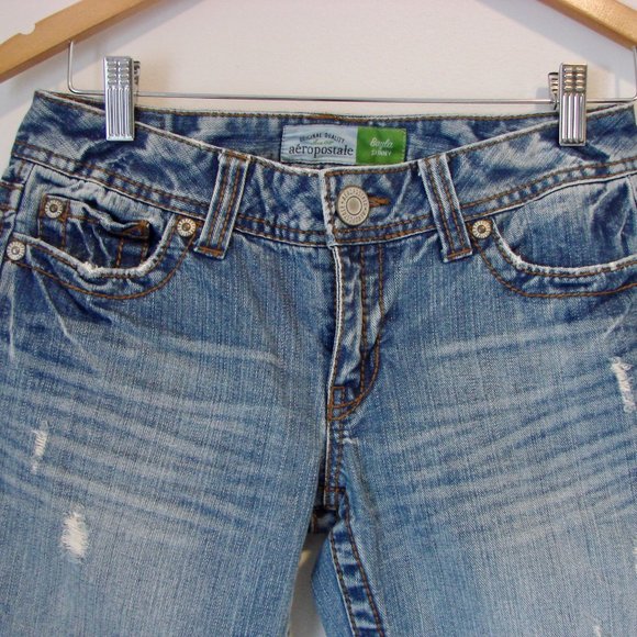 Aeropostale Jeans Bayla Skinny Straight Distressed Size 3 / 4 Tall 30" Inseam - Picture 4 of 15